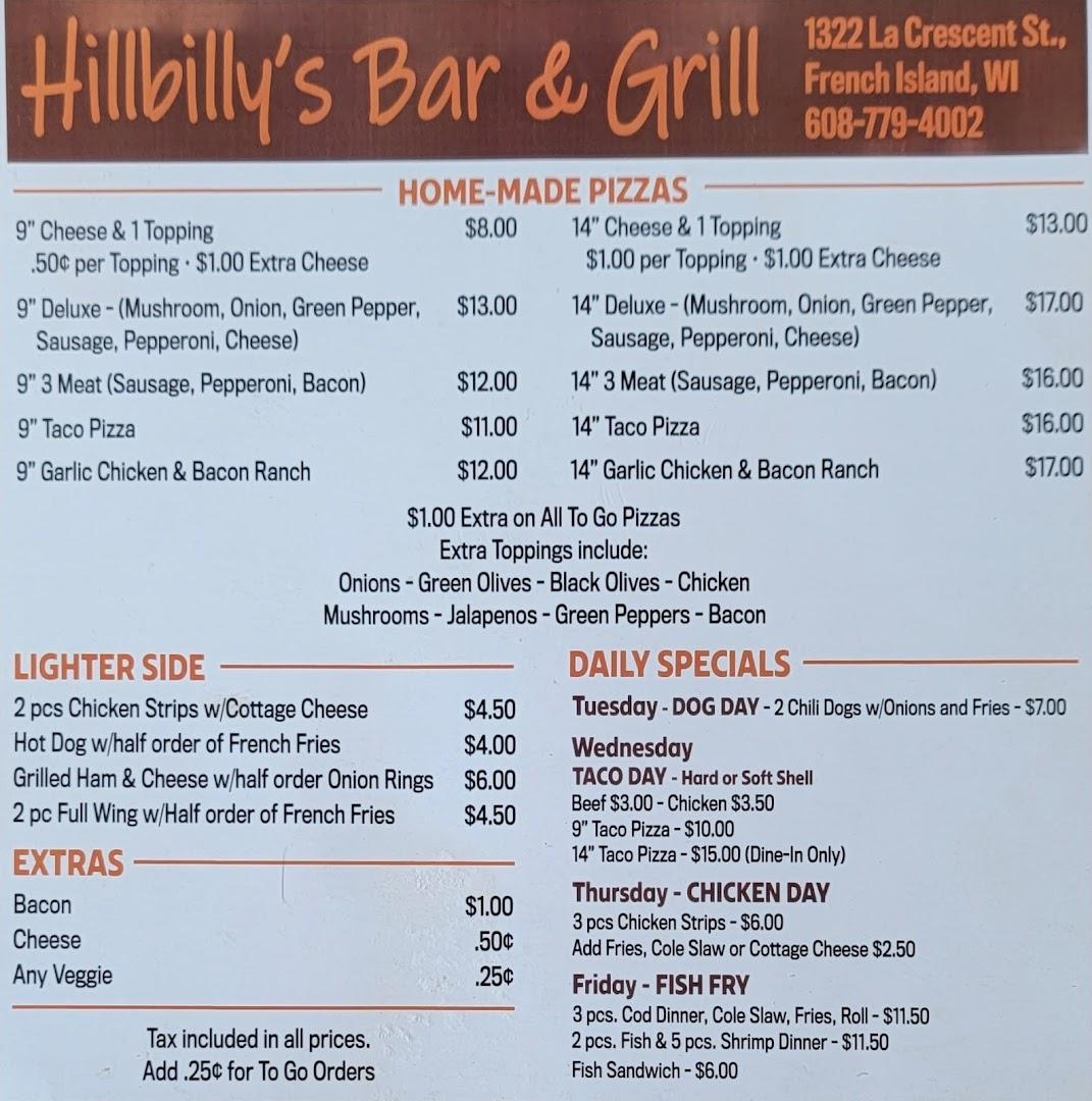 Hillbilly's Bar & Grill Menu image 4